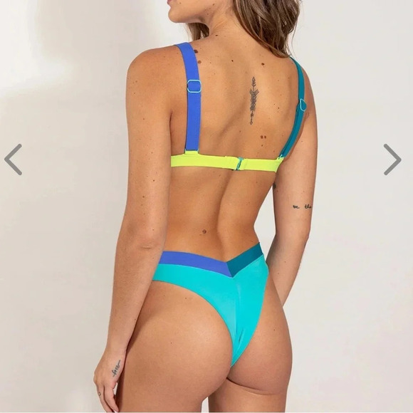 NWT OneOne Swimwear SET Bikini Phi Phi Green Blue Kameron Jesse Cheeky New Small - Picture 7 of 8